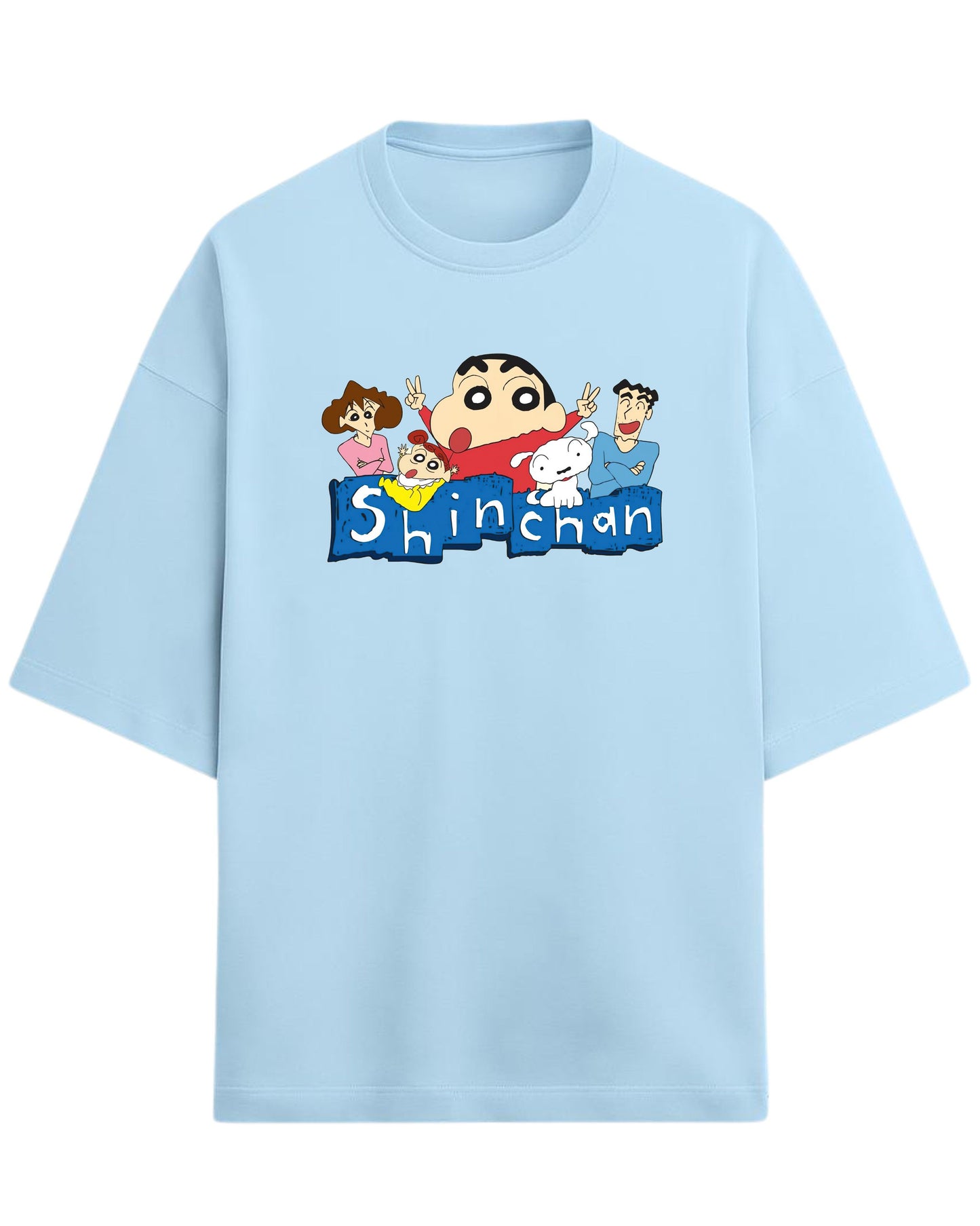 Shinchan Family Oversized T-Shirt | Cartoon Graphic Tee for Adults & Kids | Premium 260 GSM Cotton