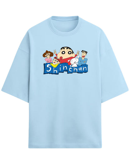 Shinchan Family Oversized T-Shirt | Cartoon Graphic Tee for Adults & Kids | Premium 260 GSM Cotton