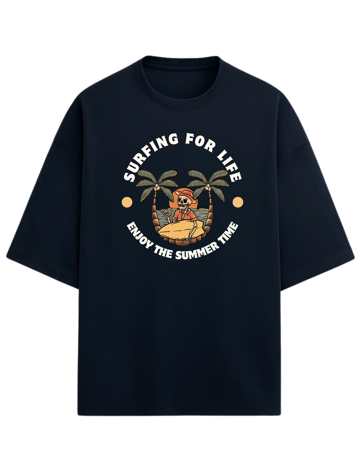 Surfing For Life Oversized T-Shirt | Summer Vibes Graphic Tee | Premium 260 GSM Cotton