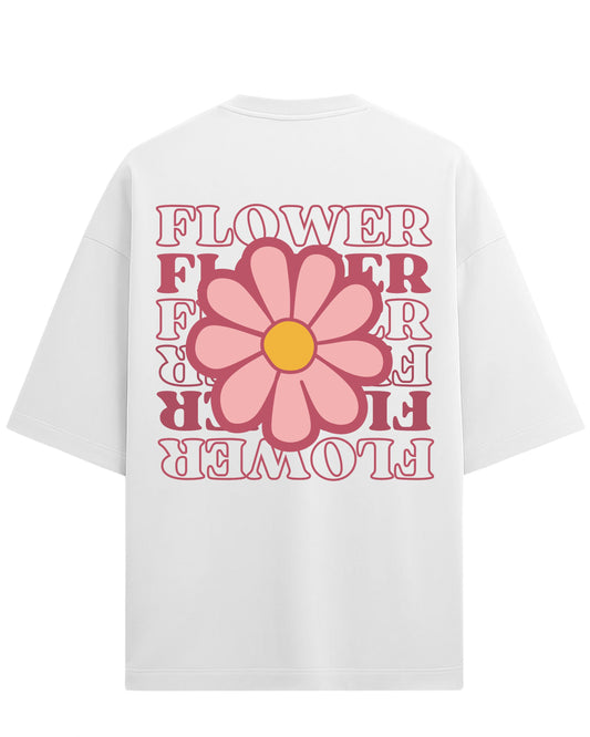 Flower Power Oversized T-Shirt | Retro Daisy Graphic Tee | Premium 260 GSM Cotton