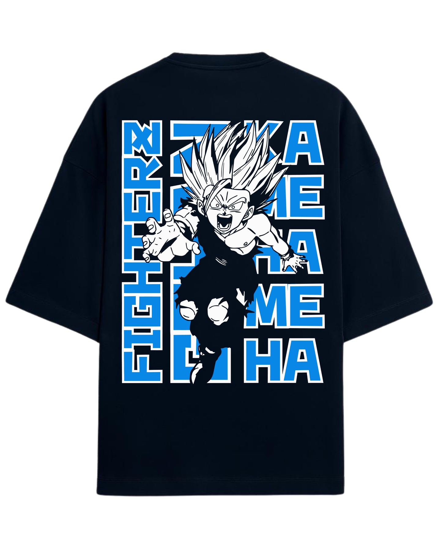 Kamehameha Fighter Oversized Tees | Dragon Ball Z Anime Graphic Tee | Premium 260 GSM Cotton Blend