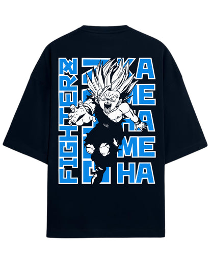 Kamehameha Fighter Oversized Tees | Dragon Ball Z Anime Graphic Tee | Premium 260 GSM Cotton Blend