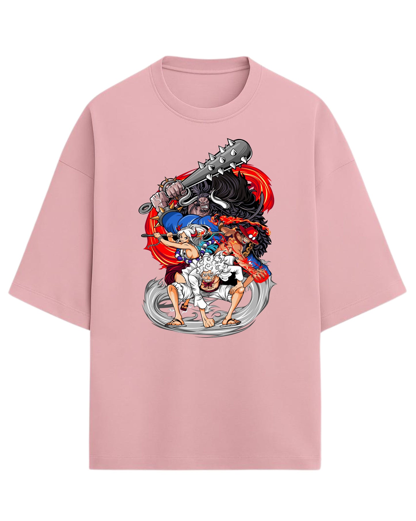 Luffy Gear 5, Ace, Yamato & Kaido Oversized Tee | One Piece Anime Graphic Tee | Premium 260 GSM Cotton Blend