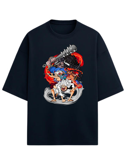 Luffy Gear 5, Ace, Yamato & Kaido Oversized Tee | One Piece Anime Graphic Tee | Premium 260 GSM Cotton Blend