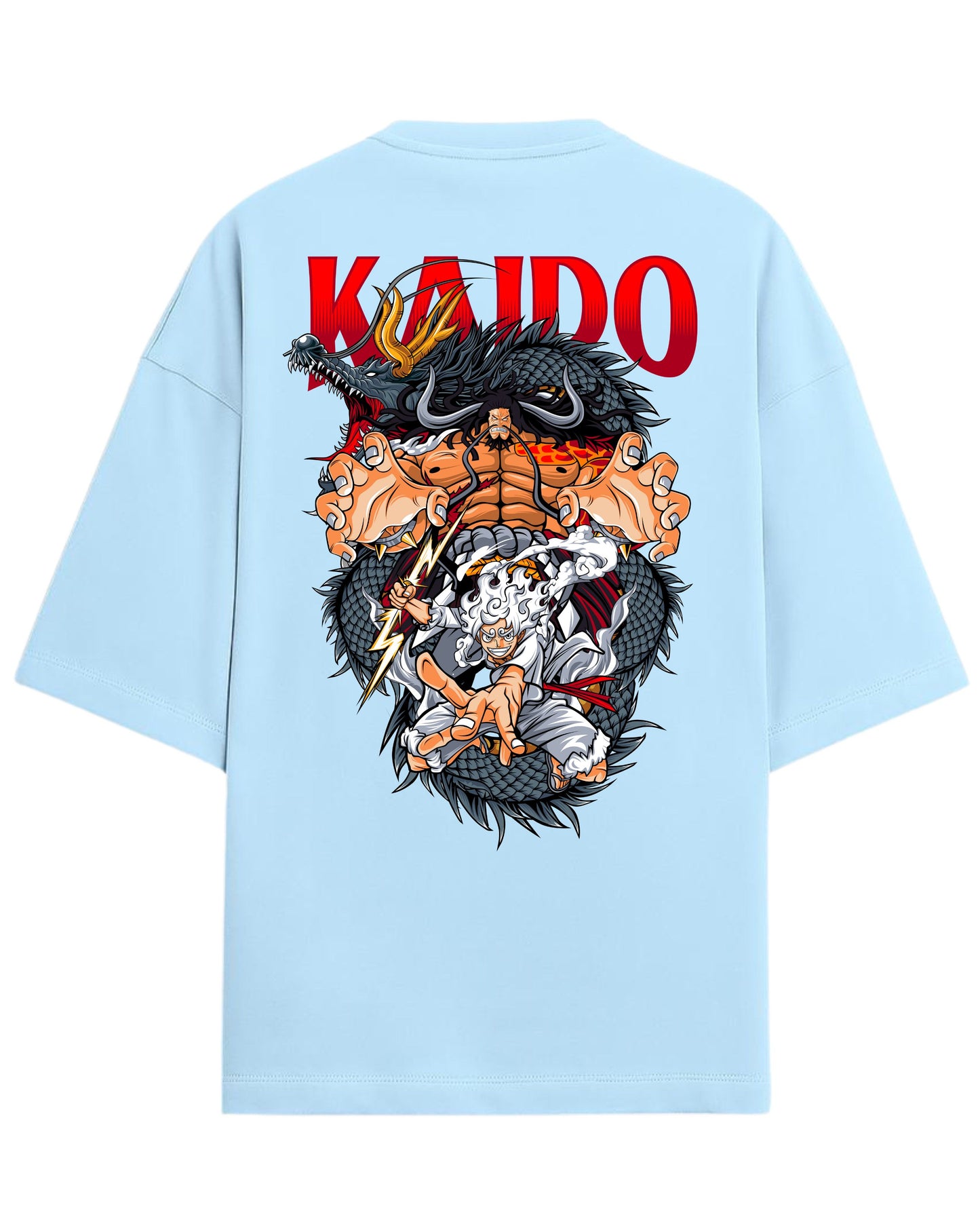 Kaido vs Luffy Oversized Tee | Anime Graphic Tee | Premium 260 GSM Cotton Blend