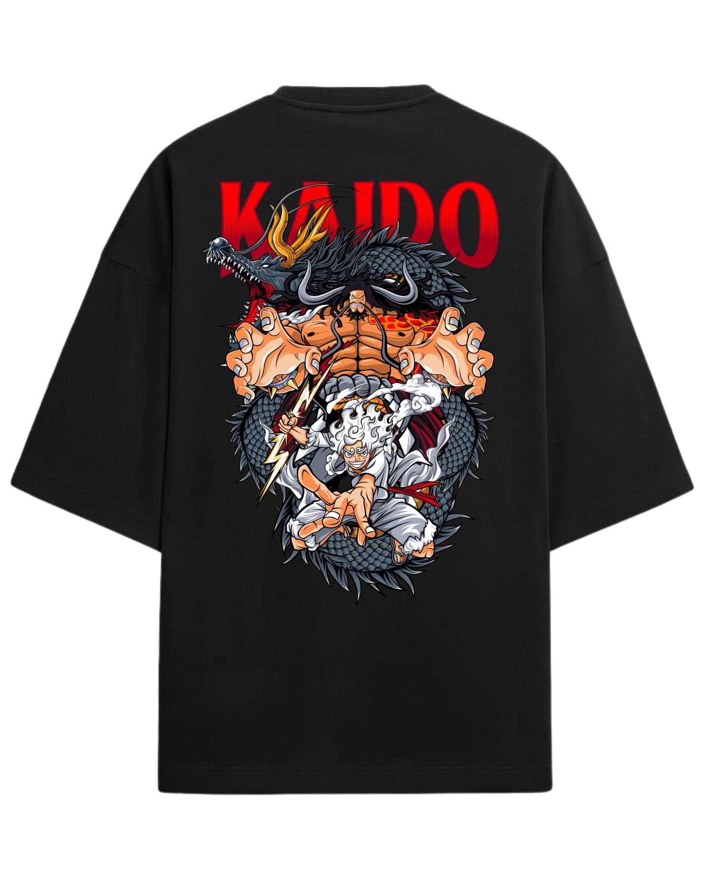 Kaido vs Luffy Oversized Tee | Anime Graphic Tee | Premium 260 GSM Cotton Blend