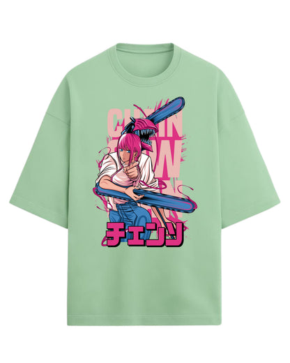 Chainsaw Man Power Oversized Tee | Anime Graphic Tee | Premium 260 GSM Cotton Blend