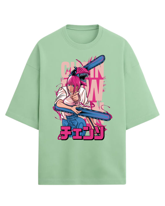 Chainsaw Man Power Oversized Tee | Anime Graphic Tee | Premium 260 GSM Cotton Blend