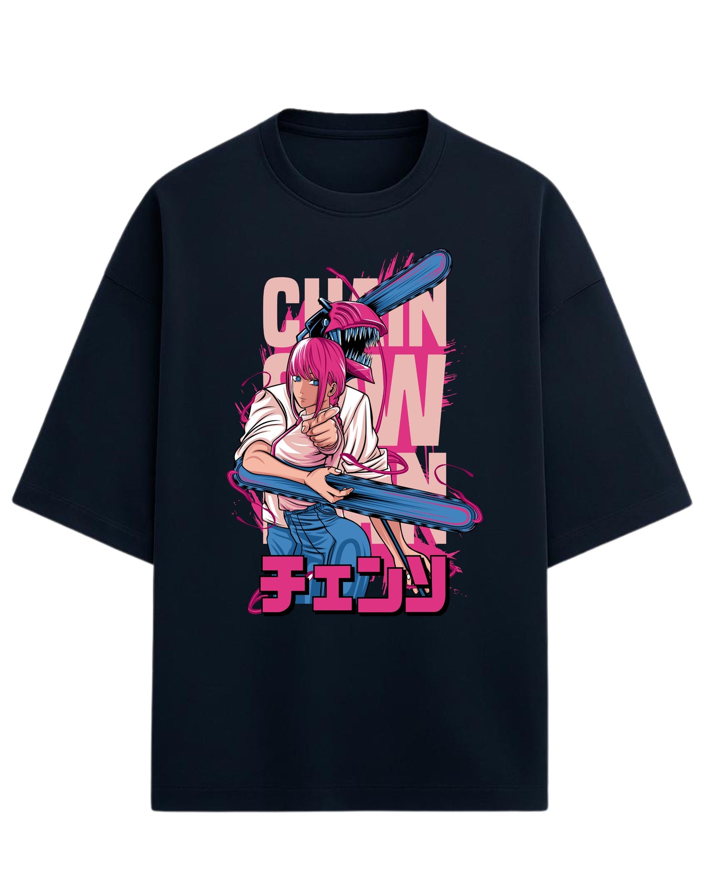 Chainsaw Man Power Oversized Tee | Anime Graphic Tee | Premium 260 GSM Cotton Blend