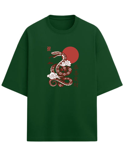Year of the Snake 2025 Oversized T-Shirt | Chinese New Year Graphic Tee | Premium 260 GSM Cotton