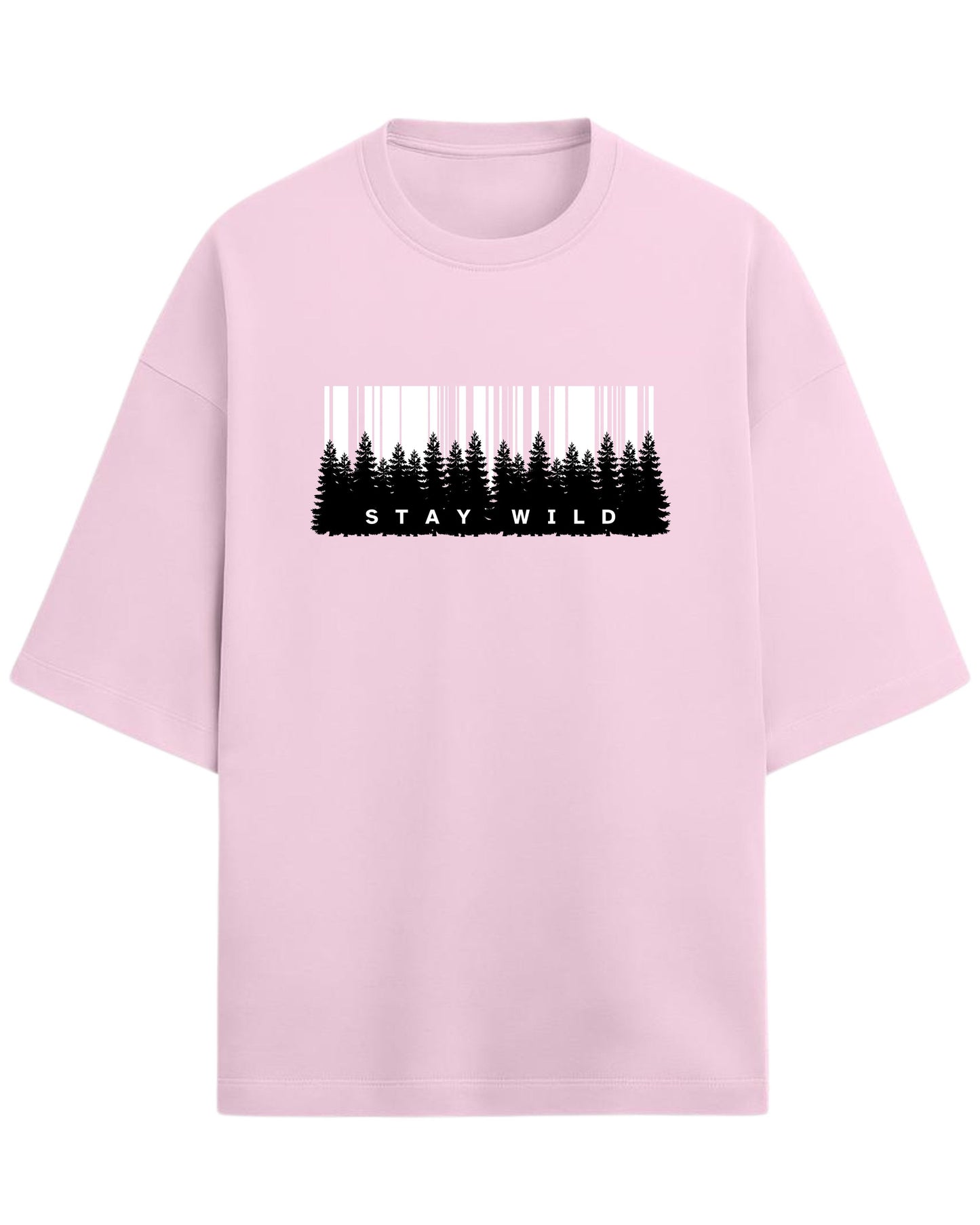 Stay Wild Oversized T-Shirt | Forest Adventure Graphic Tee | Premium 260 GSM Cotton