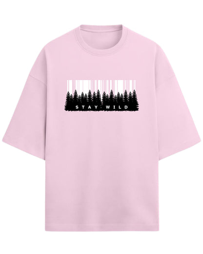 Stay Wild Oversized T-Shirt | Forest Adventure Graphic Tee | Premium 260 GSM Cotton