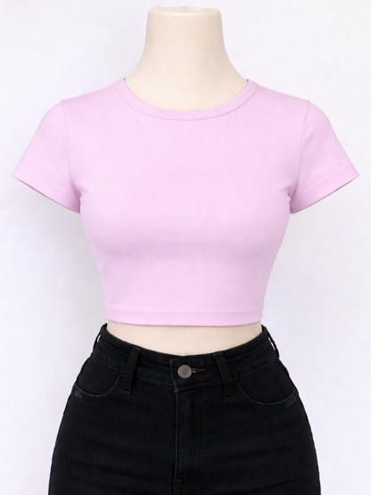 Women's Baby Tee – Premium 240 GSM Cotton Spandex Crop Tee | Slim Fit Stretch Tees