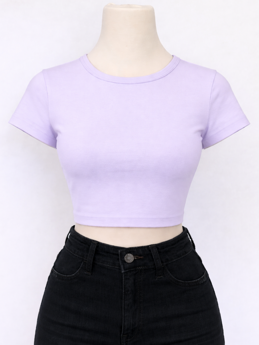 Women's Baby Tee – Premium 240 GSM Cotton Spandex Crop Tee | Slim Fit Stretch Tees