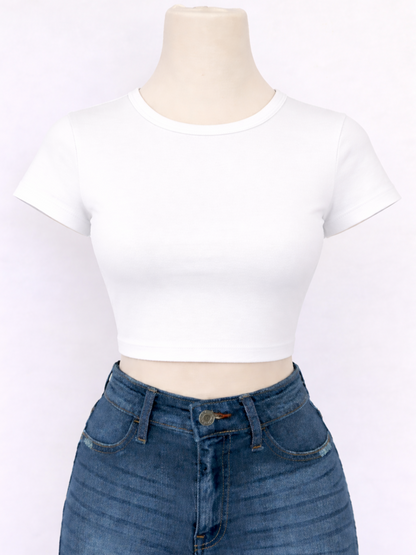 Women's Baby Tee – Premium 240 GSM Cotton Spandex Crop Tee | Slim Fit Stretch Tees