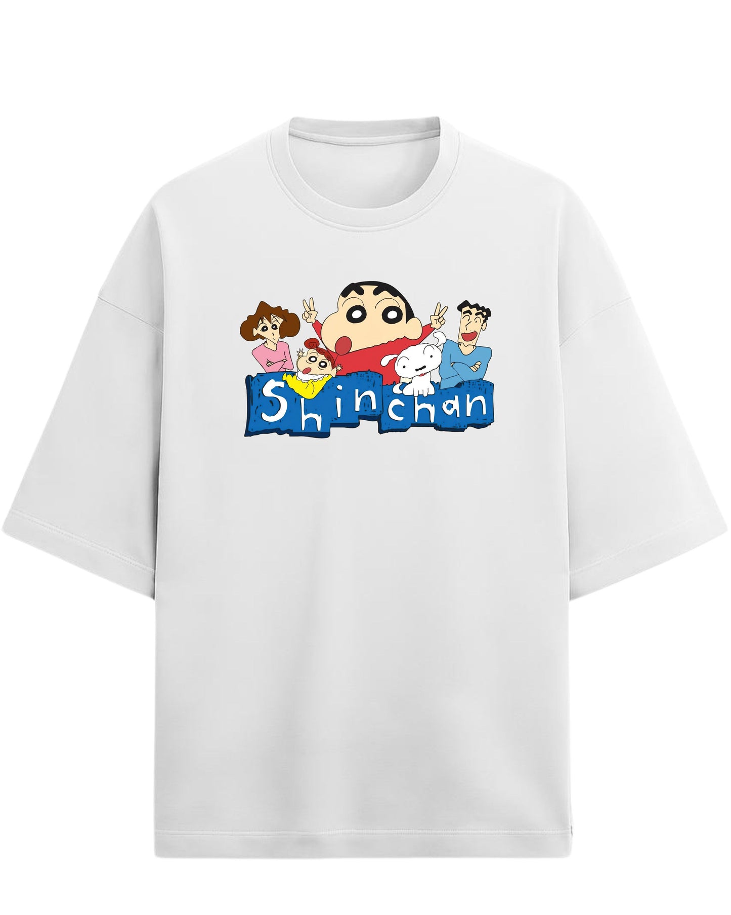 Shinchan Family Oversized T-Shirt | Cartoon Graphic Tee for Adults & Kids | Premium 260 GSM Cotton