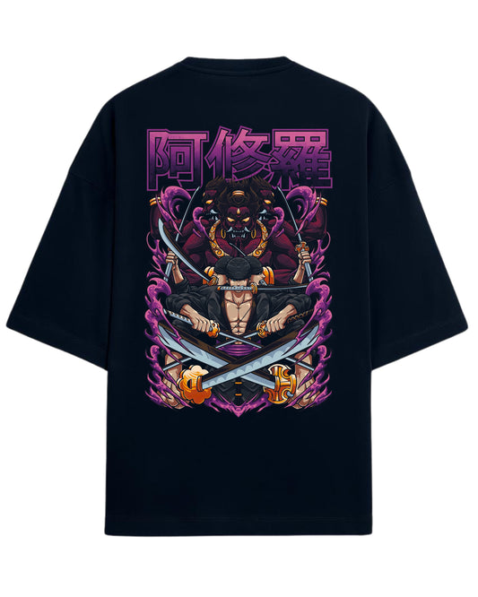 Roronoa Zoro Ashura Oversized Tee | One Piece Anime Graphic Tee | Premium 260 GSM Cotton