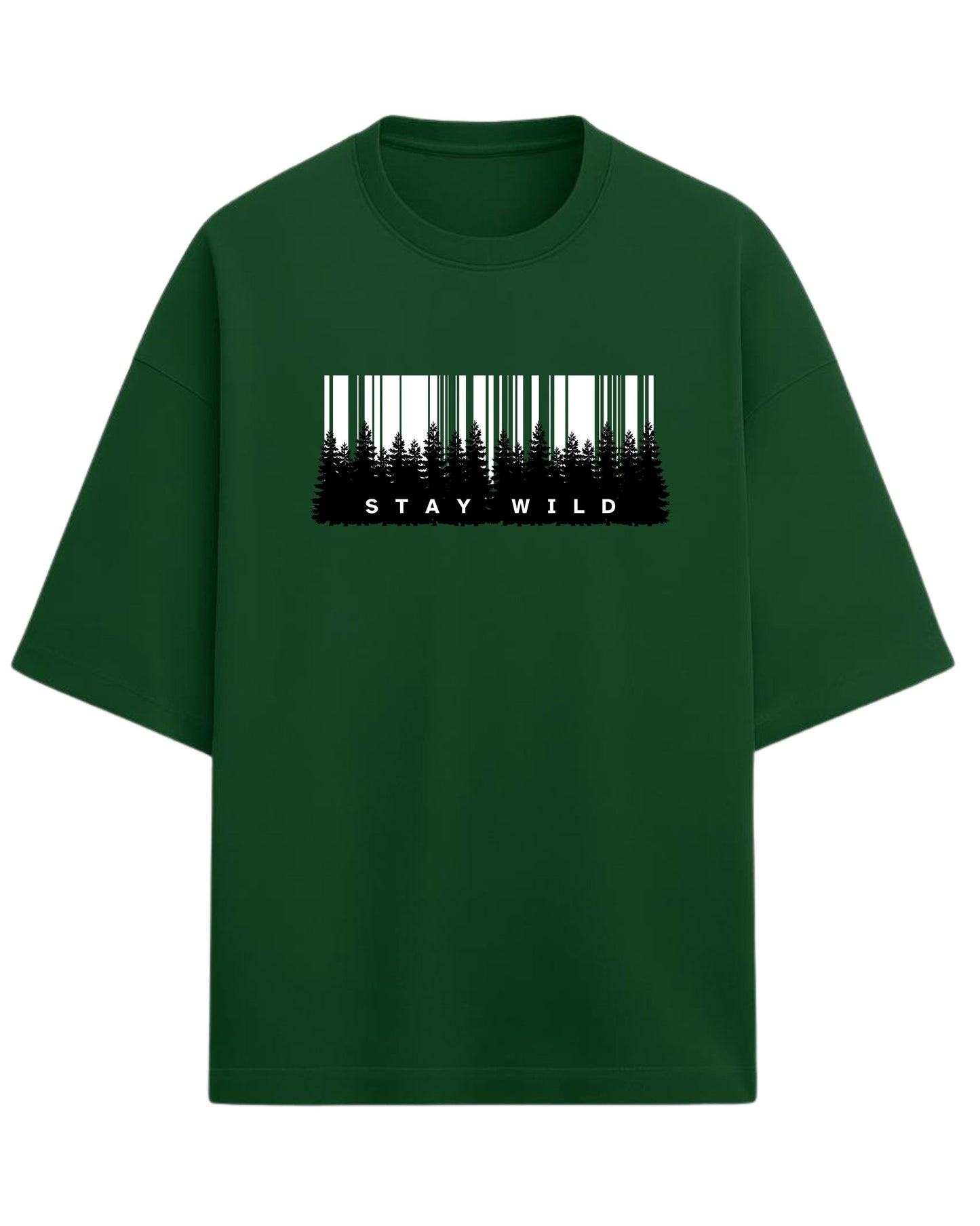 Stay Wild Oversized T-Shirt | Forest Adventure Graphic Tee | Premium 260 GSM Cotton