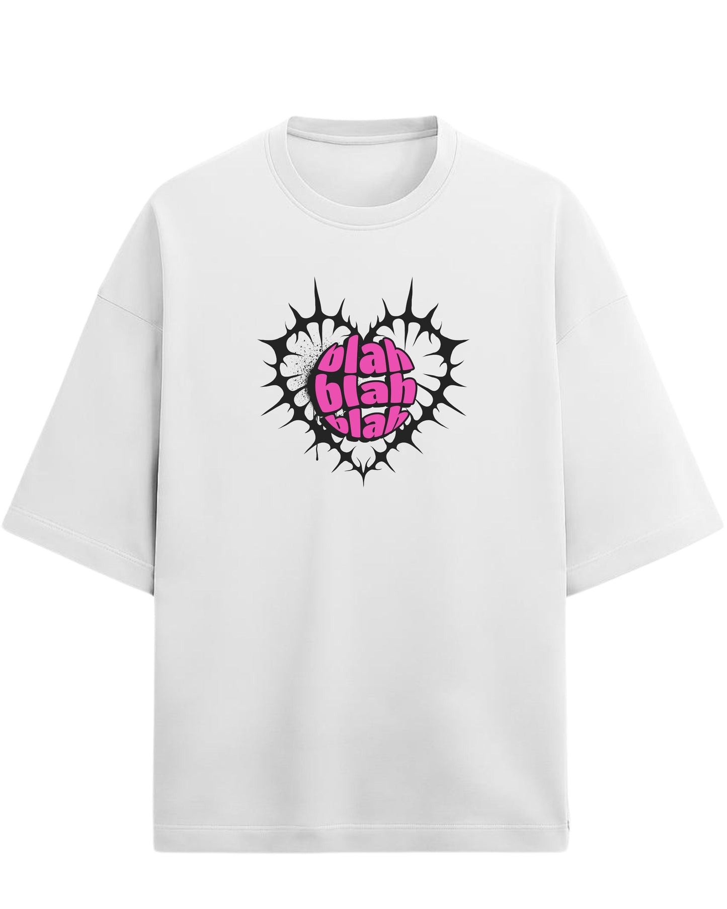 Blah Blah Blah Oversized T-Shirt | Funky Graphic Tee for Women | Premium 260 GSM Cotton