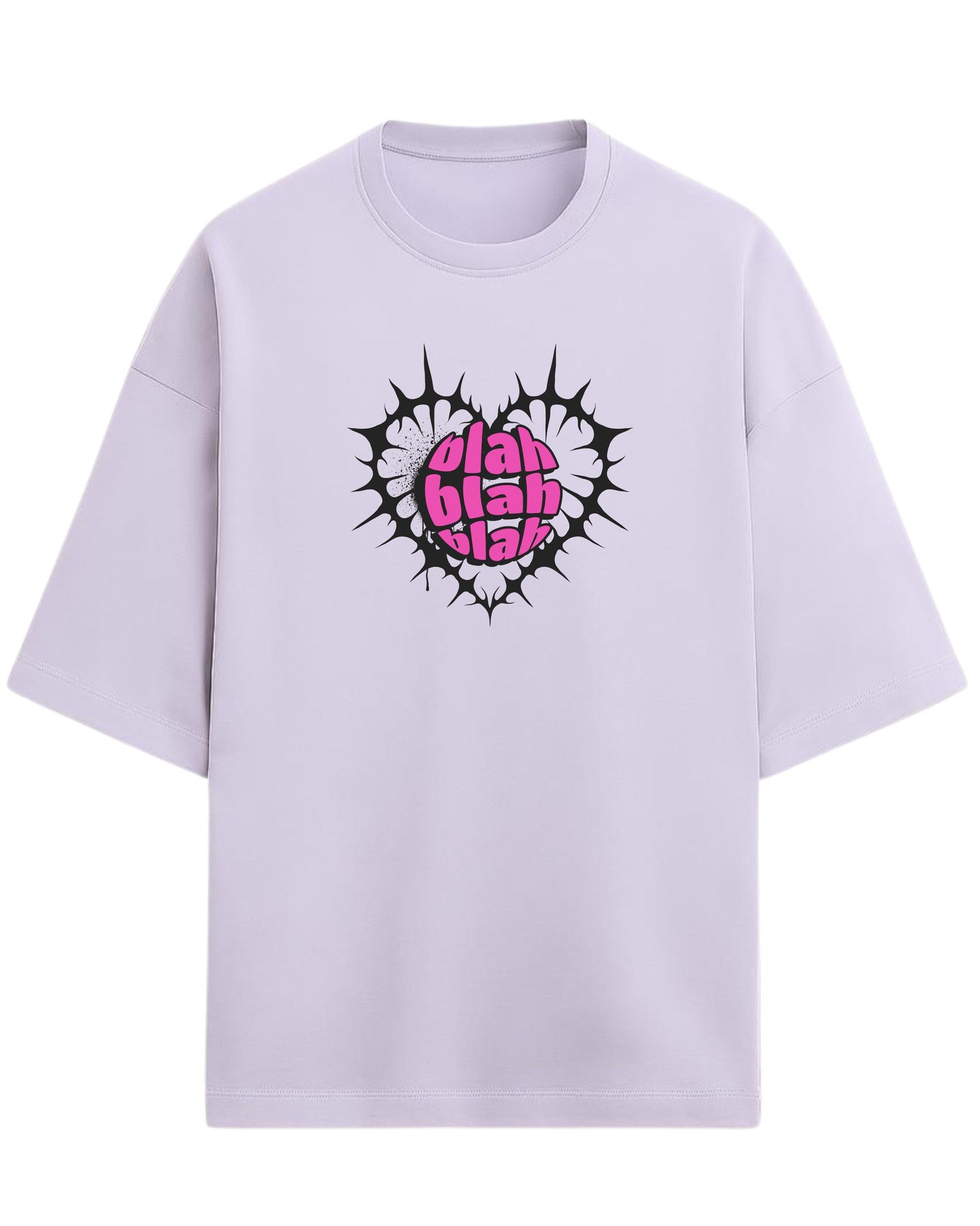 Blah Blah Blah Oversized T-Shirt | Funky Graphic Tee for Women | Premium 260 GSM Cotton