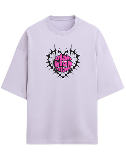 Blah Blah Blah Oversized T-Shirt | Funky Graphic Tee for Women | Premium 260 GSM Cotton
