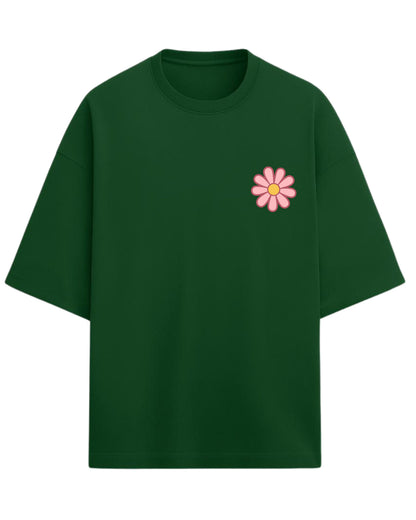 Flower Power Oversized T-Shirt | Retro Daisy Graphic Tee | Premium 260 GSM Cotton