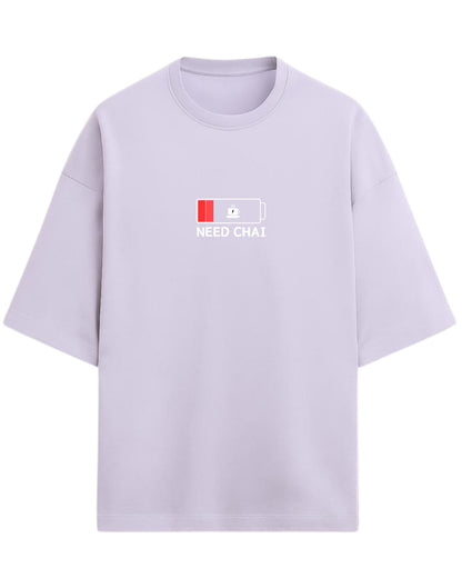Need Chai Oversized T-Shirt | Funny Desi Chai Lover Tee | Premium 260 GSM Cotton