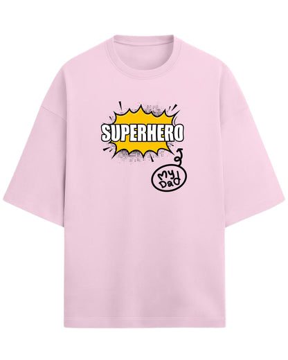 Superhero Dad Oversized T-Shirt | Comic Style Graphic Tee | Premium 260 GSM Cotton