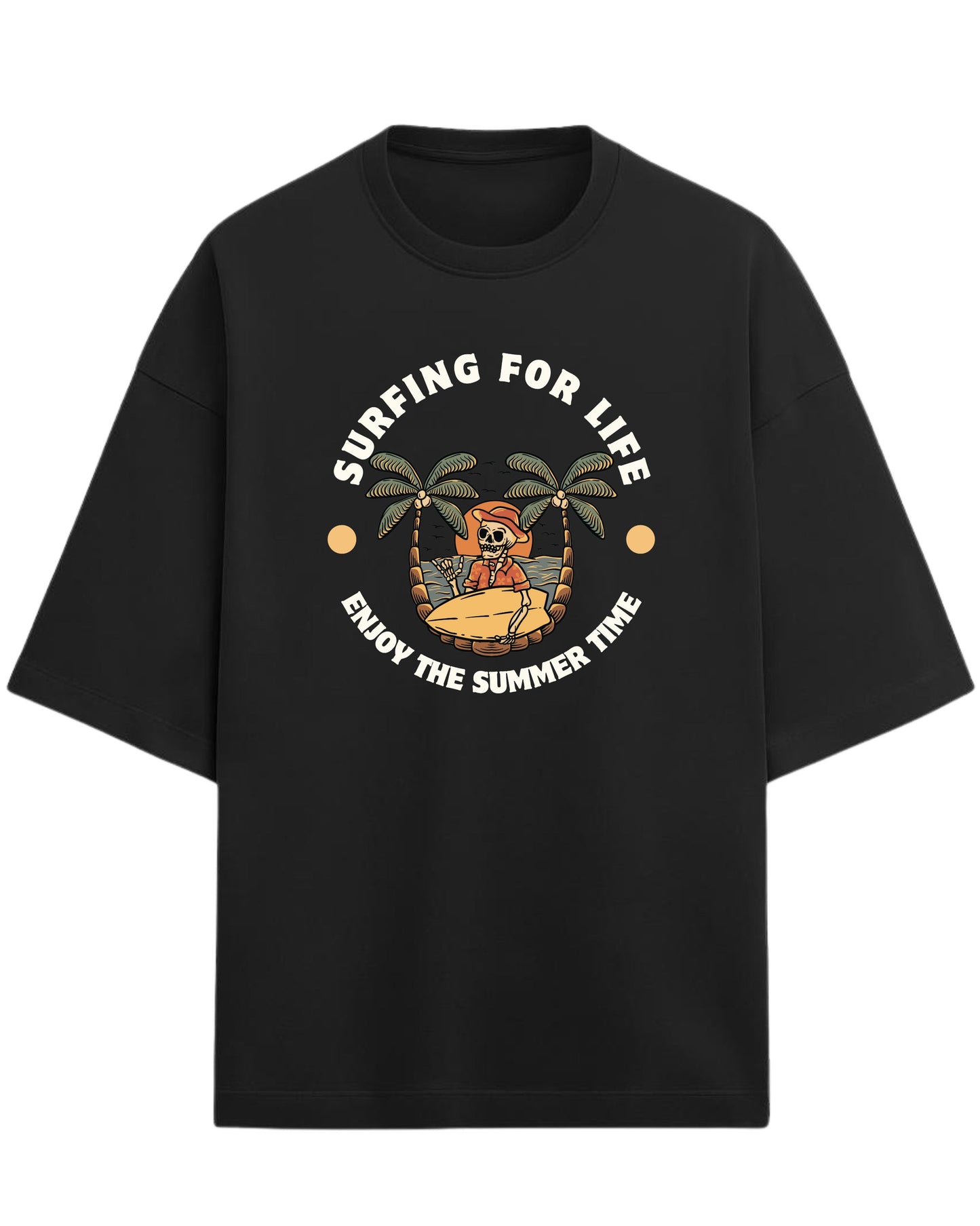 Surfing For Life Oversized T-Shirt | Summer Vibes Graphic Tee | Premium 260 GSM Cotton