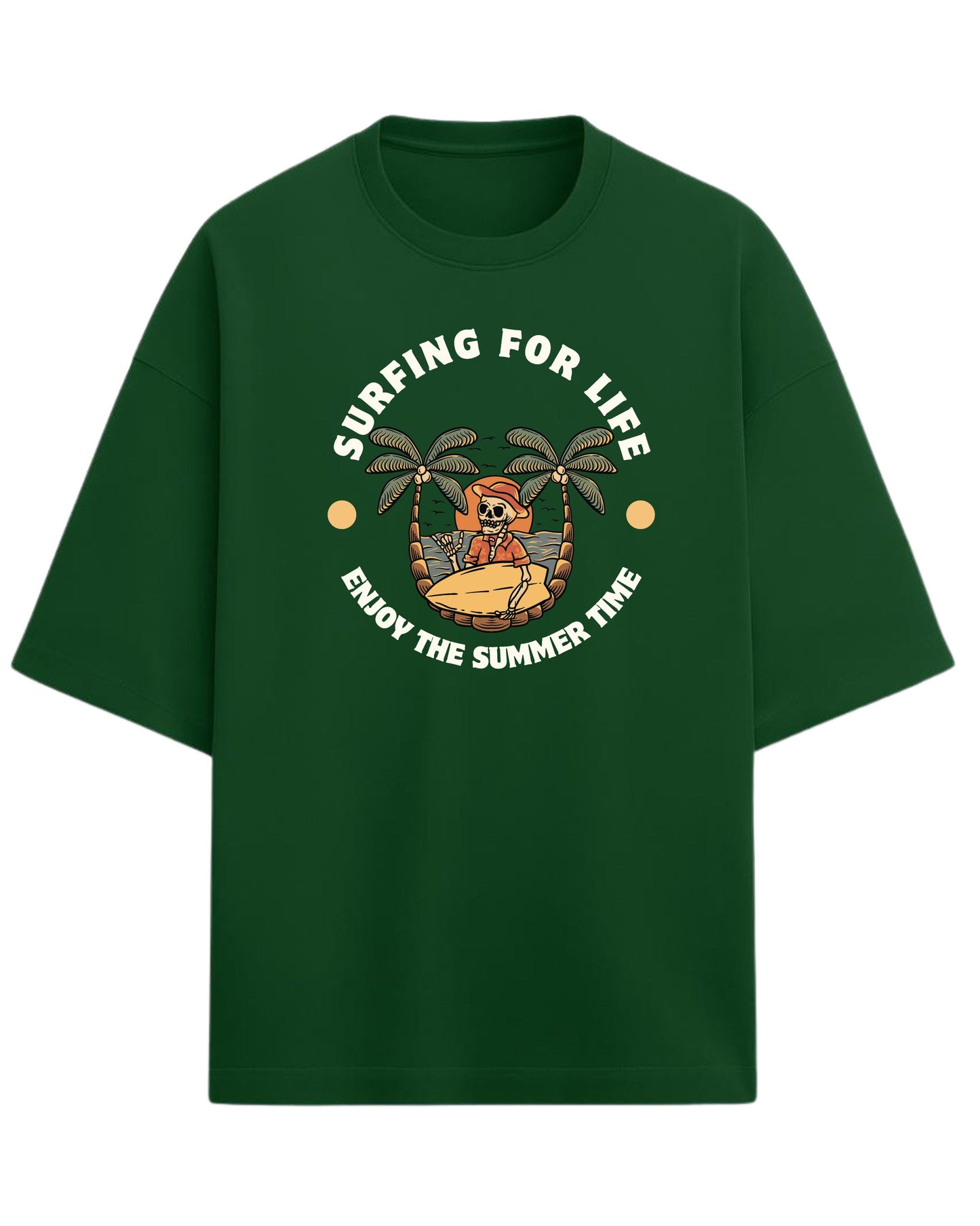 Surfing For Life Oversized T-Shirt | Summer Vibes Graphic Tee | Premium 260 GSM Cotton