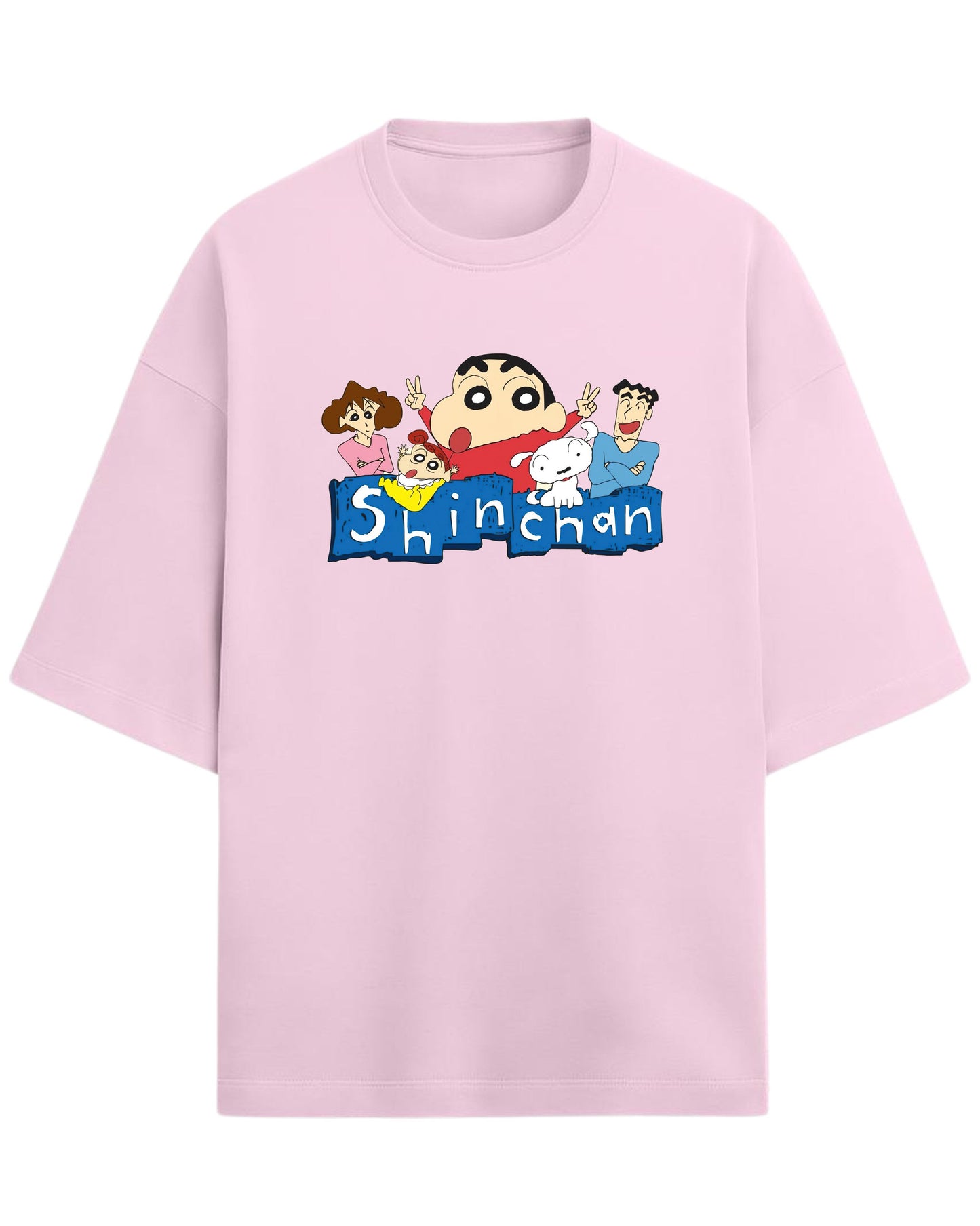 Shinchan Family Oversized T-Shirt | Cartoon Graphic Tee for Adults & Kids | Premium 260 GSM Cotton
