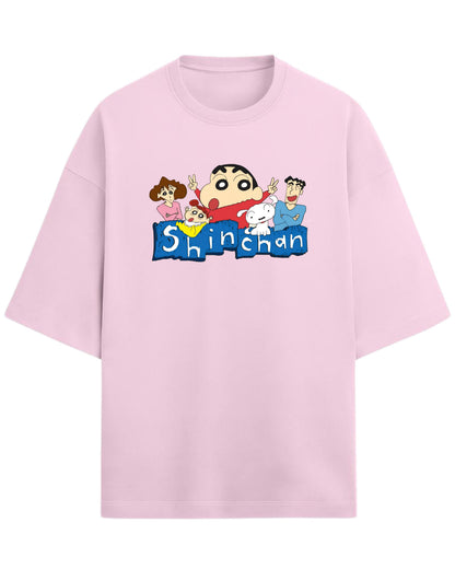 Shinchan Family Oversized T-Shirt | Cartoon Graphic Tee for Adults & Kids | Premium 260 GSM Cotton