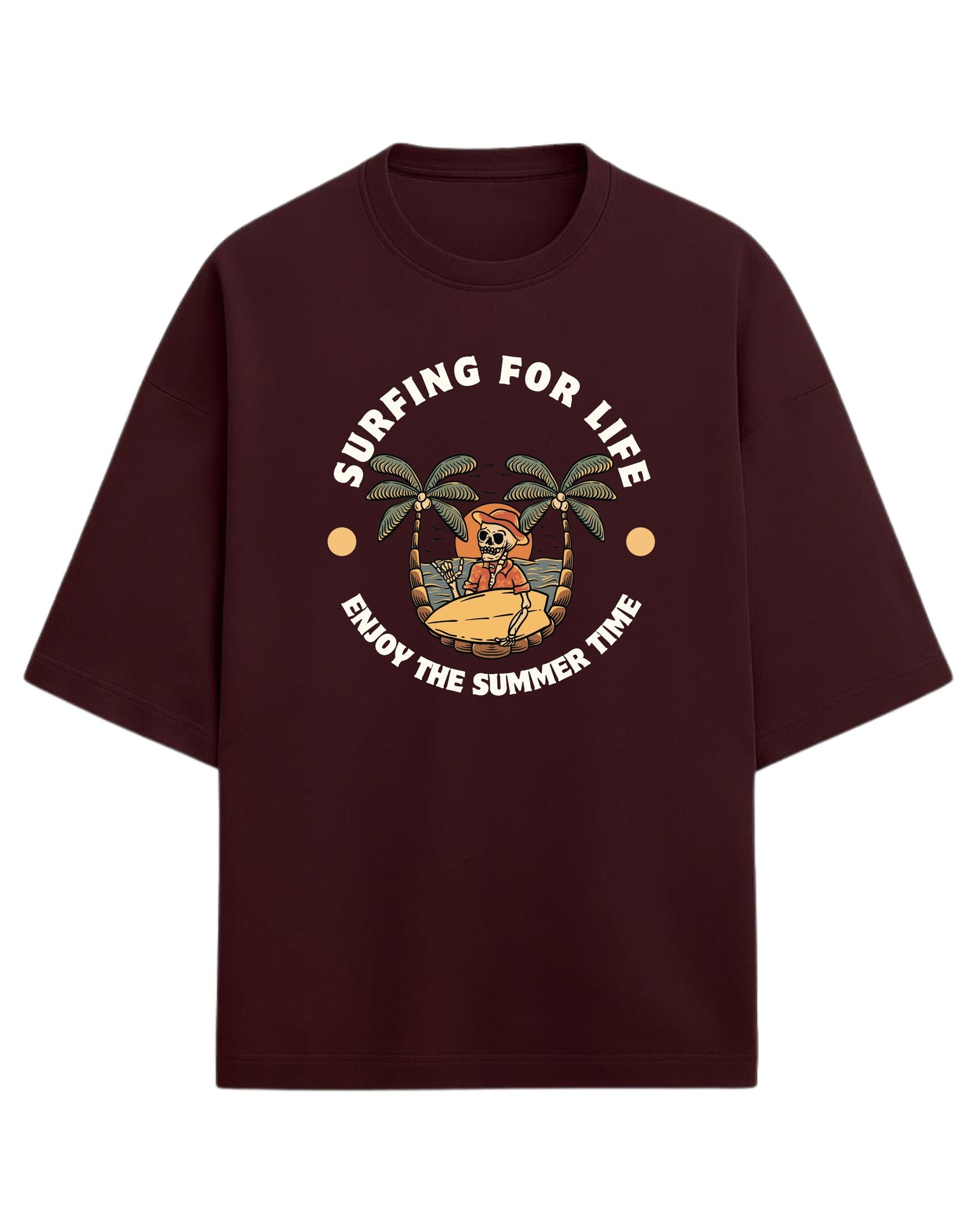 Surfing For Life Oversized T-Shirt | Summer Vibes Graphic Tee | Premium 260 GSM Cotton