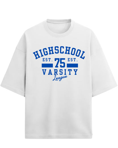 Highschool Varsity 75 Oversized T-Shirt | Classic Collegiate Graphic Tee | Premium 260 GSM Cotton