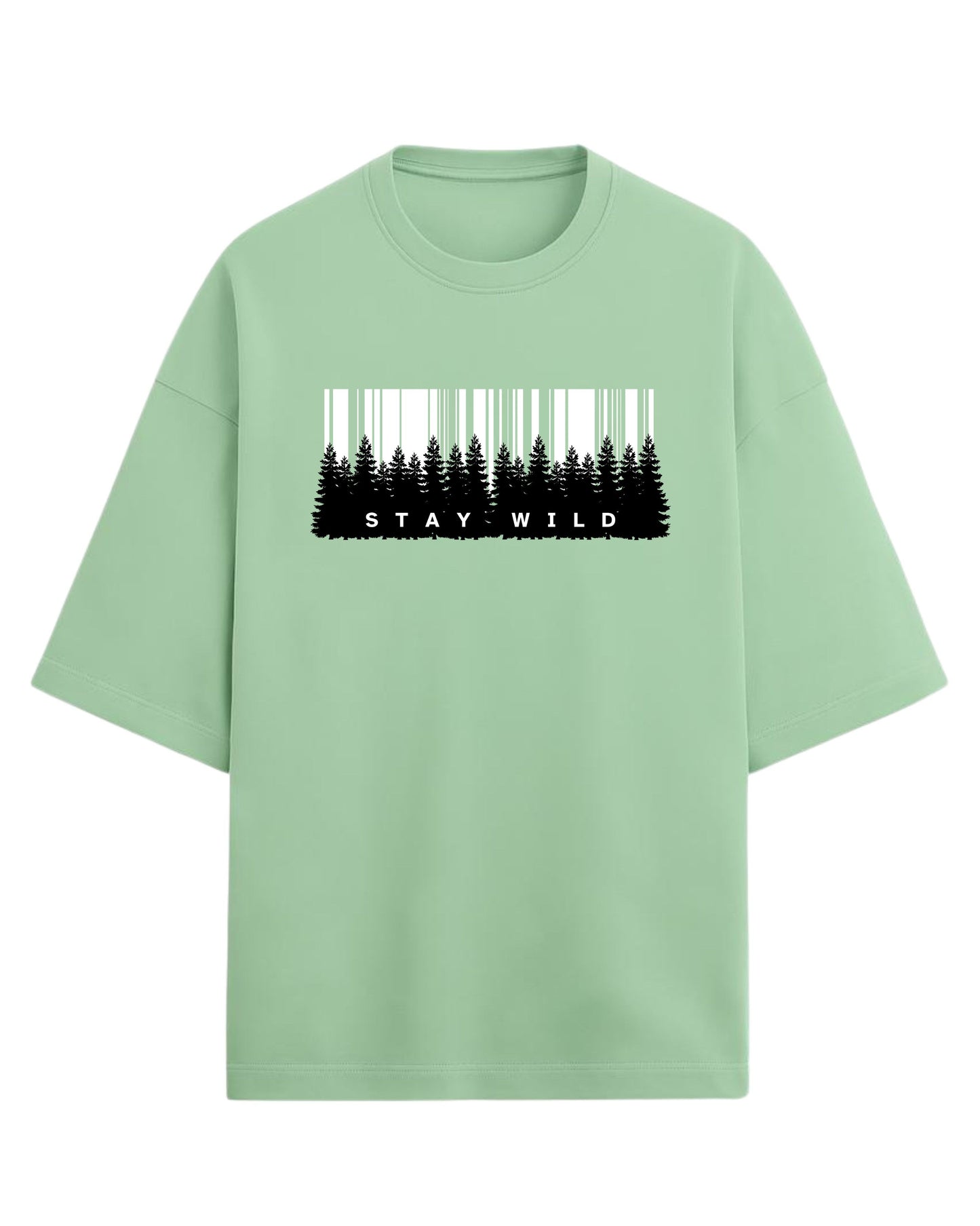 Stay Wild Oversized T-Shirt | Forest Adventure Graphic Tee | Premium 260 GSM Cotton