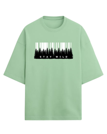 Stay Wild Oversized T-Shirt | Forest Adventure Graphic Tee | Premium 260 GSM Cotton