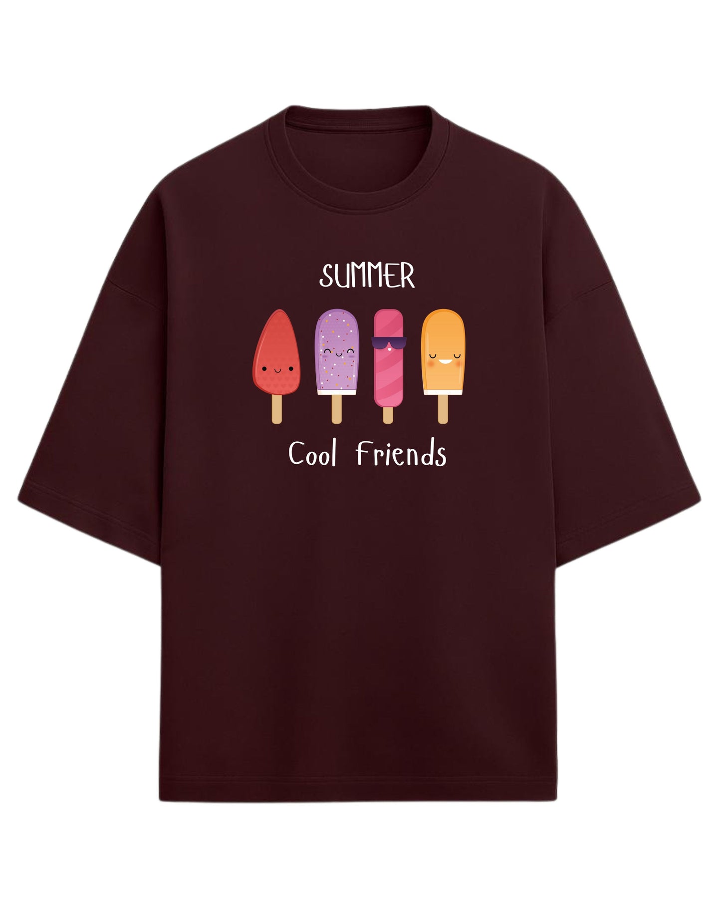 Summer Cool Friends Oversized T-Shirt | Cute Ice Cream Graphic Tee | Premium 260 GSM Cotton