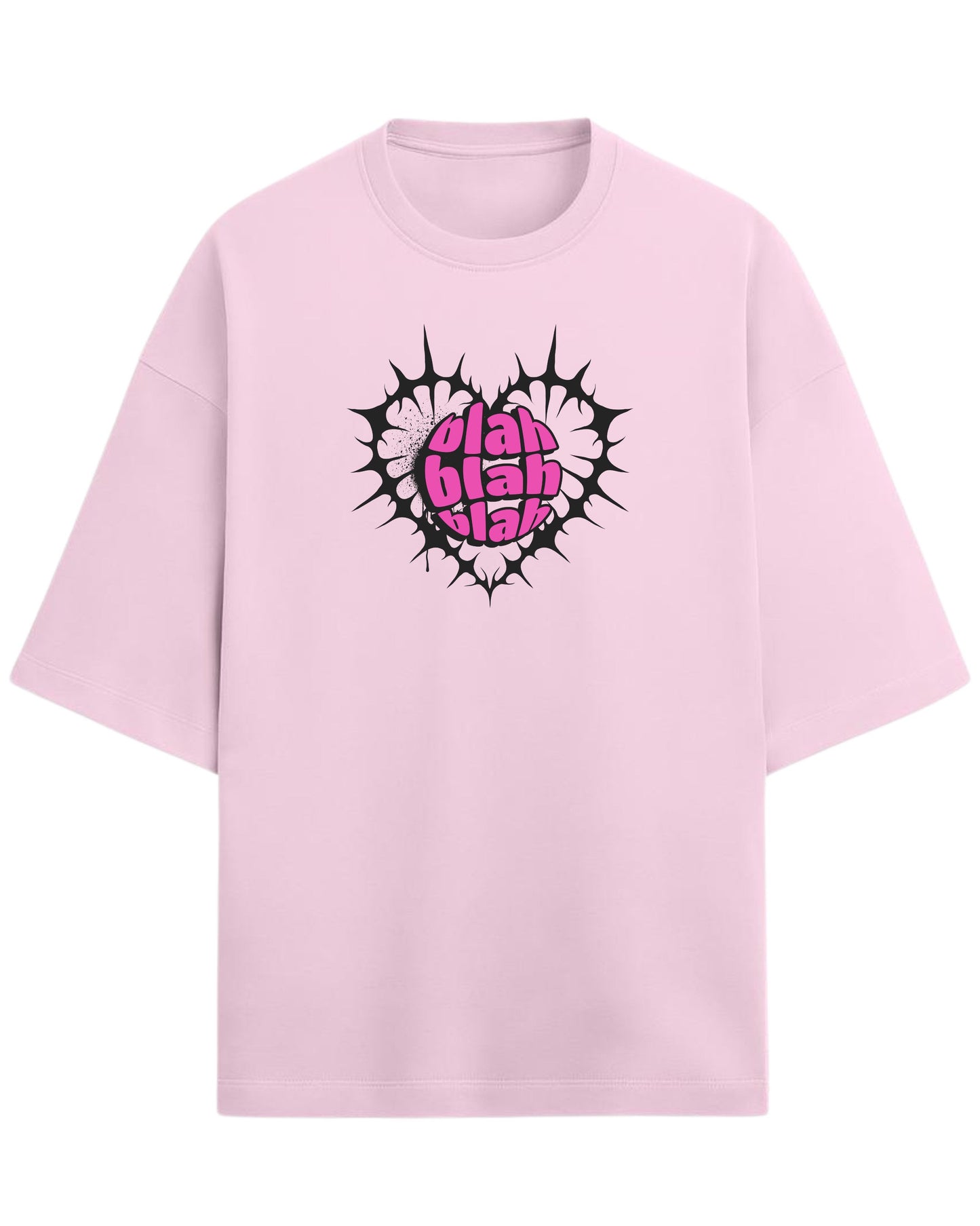 Blah Blah Blah Oversized T-Shirt | Funky Graphic Tee for Women | Premium 260 GSM Cotton