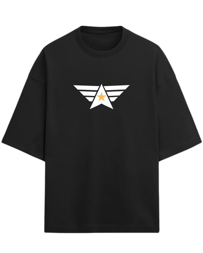 Aero Star Oversized T-Shirt | Minimal Wings Emblem Tee | Premium 260 GSM Cotton