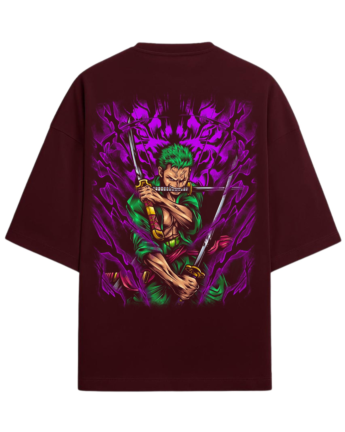 Roronoa Zoro Oversized Tee | One Piece Anime Graphic Tee | Premium 260 GSM Cotton Blend