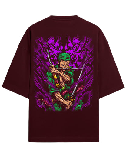 Roronoa Zoro Oversized Tee | One Piece Anime Graphic Tee | Premium 260 GSM Cotton Blend