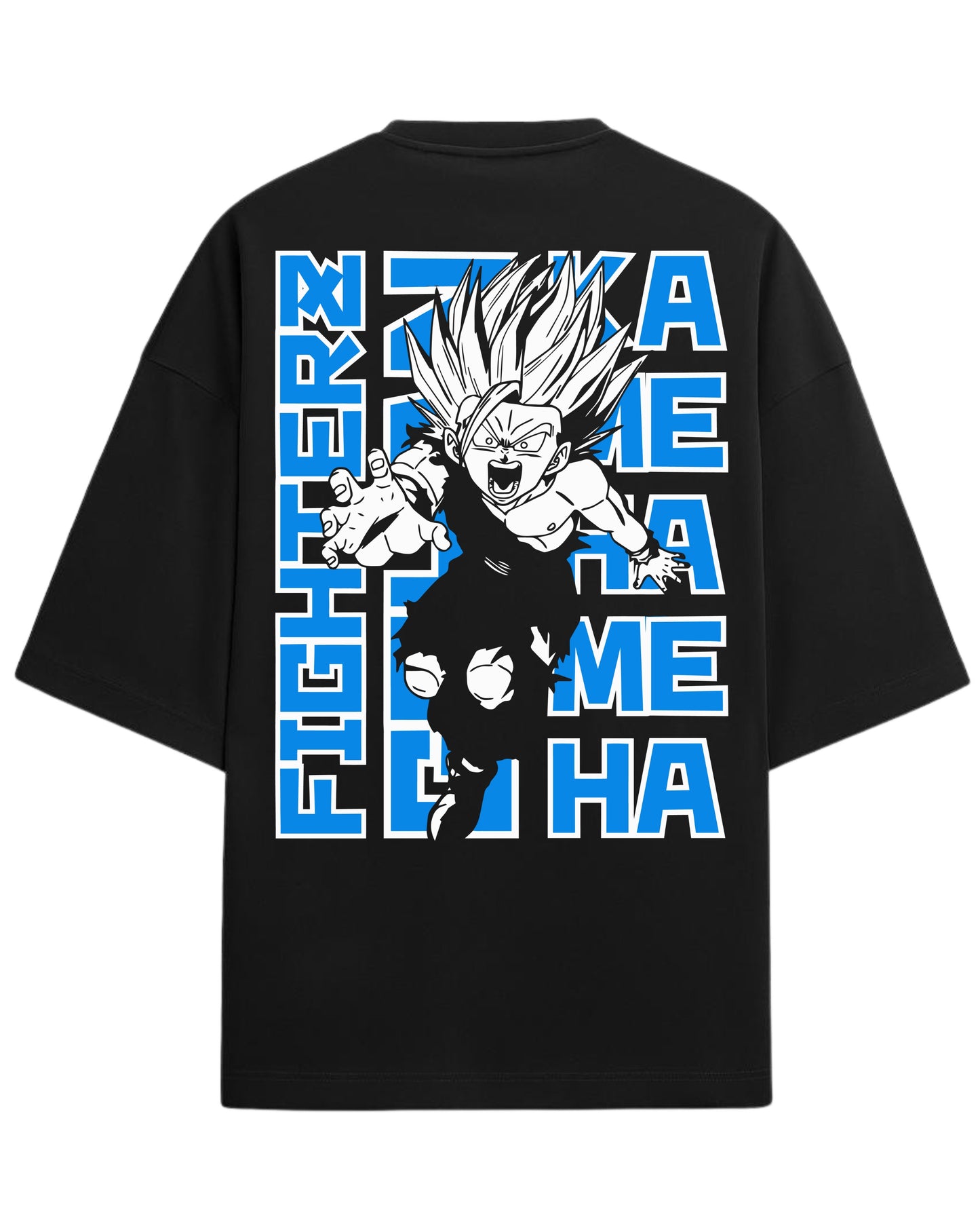 Kamehameha Fighter Oversized Tees | Dragon Ball Z Anime Graphic Tee | Premium 260 GSM Cotton Blend