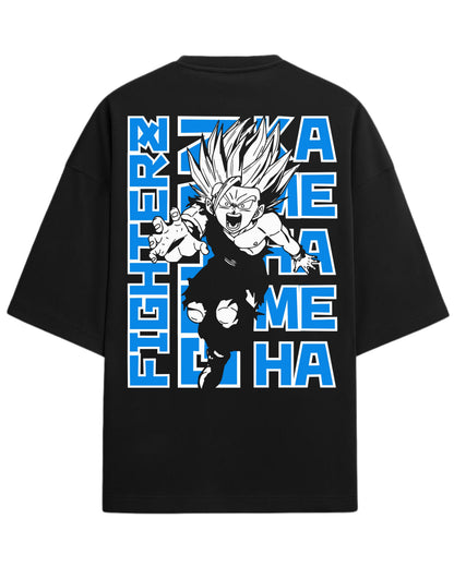 Kamehameha Fighter Oversized Tees | Dragon Ball Z Anime Graphic Tee | Premium 260 GSM Cotton Blend