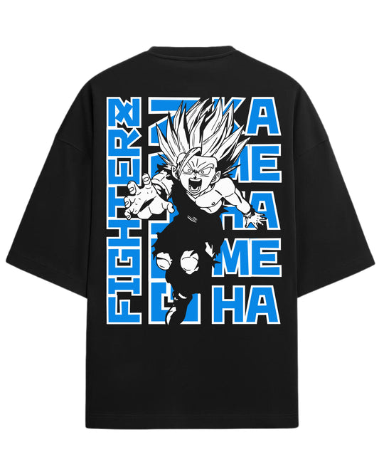 Kamehameha Fighter Oversized Tees | Dragon Ball Z Anime Graphic Tee | Premium 260 GSM Cotton Blend