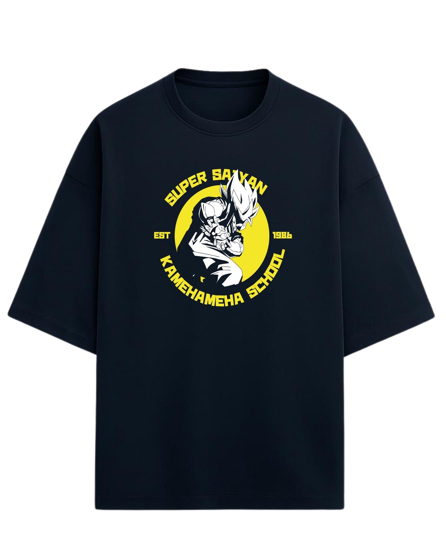 Super Saiyan Kamehameha School Oversized Tees | Dragon Ball Z Anime Graphic Tee | Premium 260 GSM Cotton Blend