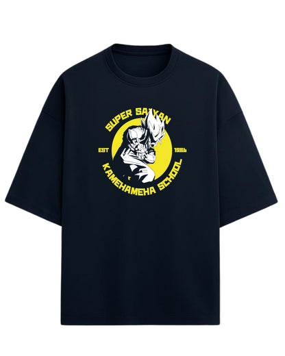 Super Saiyan Kamehameha School Oversized Tees | Dragon Ball Z Anime Graphic Tee | Premium 260 GSM Cotton Blend
