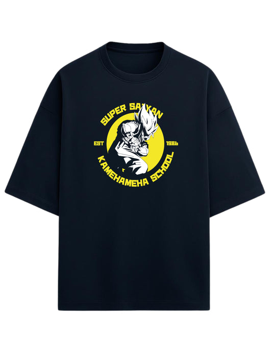 Super Saiyan Kamehameha School Oversized Tees | Dragon Ball Z Anime Graphic Tee | Premium 260 GSM Cotton Blend