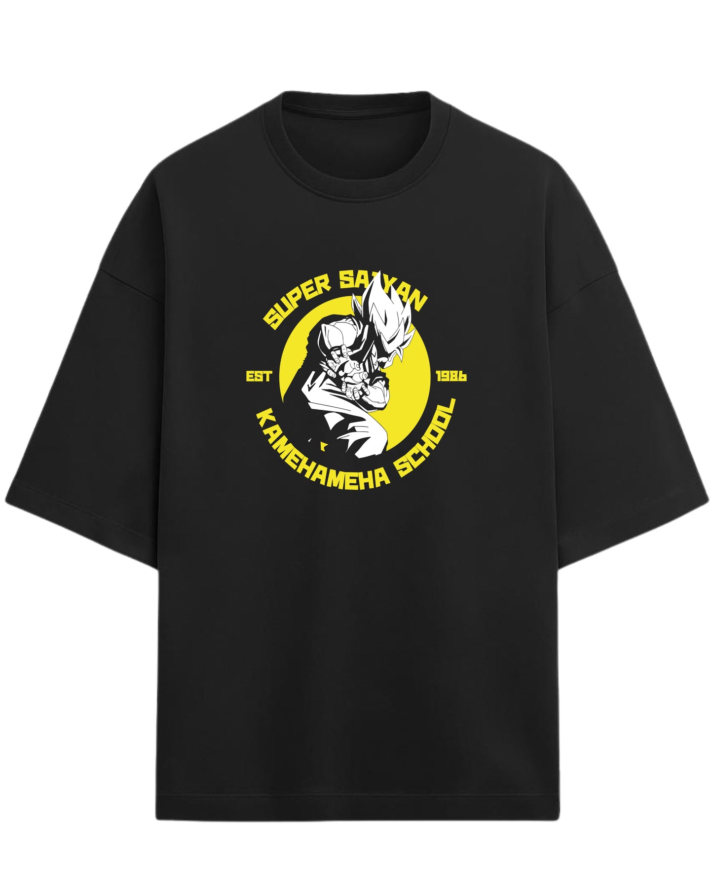 Super Saiyan Kamehameha School Oversized Tees | Dragon Ball Z Anime Graphic Tee | Premium 260 GSM Cotton Blend
