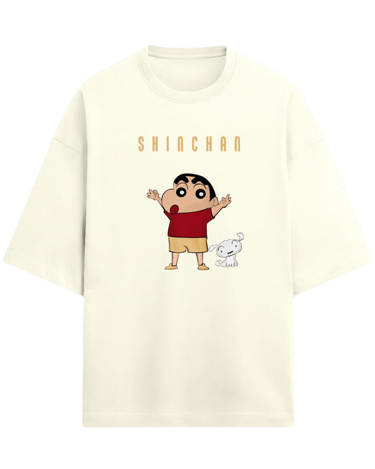 Shinchan “Playful Chaos” Oversized T-Shirt | Cute Anime Graphic Tee | Premium 260 GSM Cotton