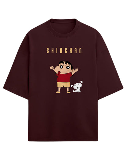 Shinchan “Playful Chaos” Oversized T-Shirt | Cute Anime Graphic Tee | Premium 260 GSM Cotton